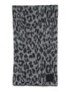 Anine Bing Rectangular Animal Pattern Scarf With Frayed Edges In Gray