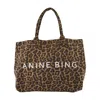 Anine Bing Leo Canvas Tote In Black And Brown Leopard In Animal Print