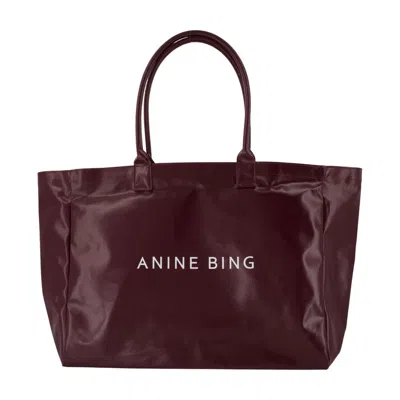 Anine Bing Leo Tote Bag In Burgundy