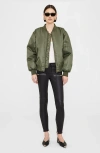 Anine Bing Leon Bomber In Green Polyester In Green