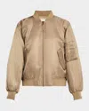 Anine Bing Leon Satin Bomber Jacket In Dark Green