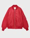 Anine Bing Leon Zip Front Bomber Jacket In Red