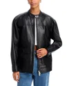 Anine Bing Long Sleeve Leather Jacket In Black
