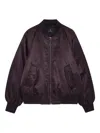 Anine Bing Leon Satin Bomber Jacket In Brown