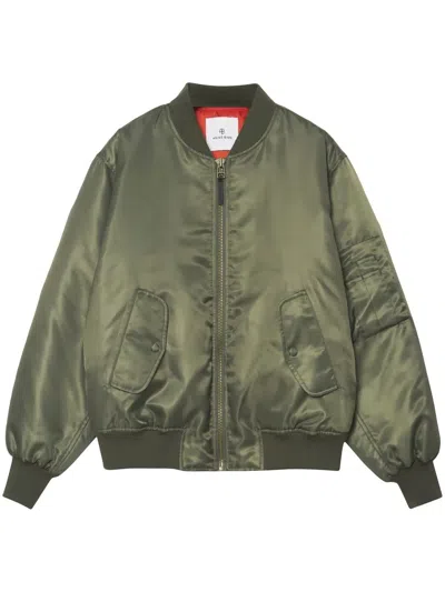 Anine Bing Leon Oversized Bomber Jacket In Green