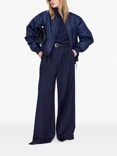 Anine Bing Leon Zip-fastening Bomber Jacket In Blue