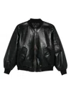 Anine Bing Black Leather Leon Bomber Jacket In Black