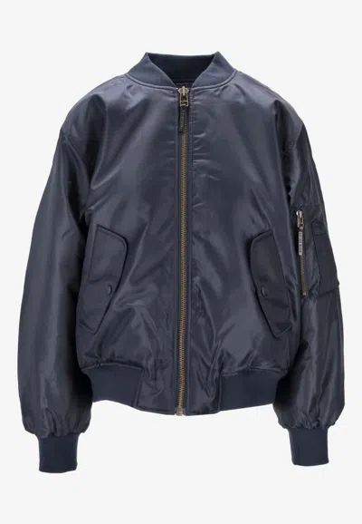Anine Bing Leon Zip-up Bomber Jacket In Blue