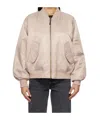 Anine Bing Leon Satin Bomber Jacket In Nude