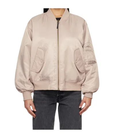 Anine Bing Leon Satin Bomber Jacket In Brown