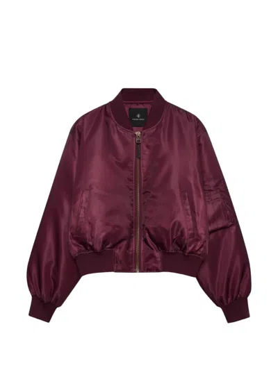 Anine Bing Leon Zip-up Bomber Jacket In Burgundy
