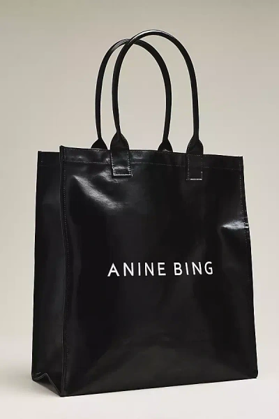 Anine Bing Leonie Coated Canvas Tote Bag In Black