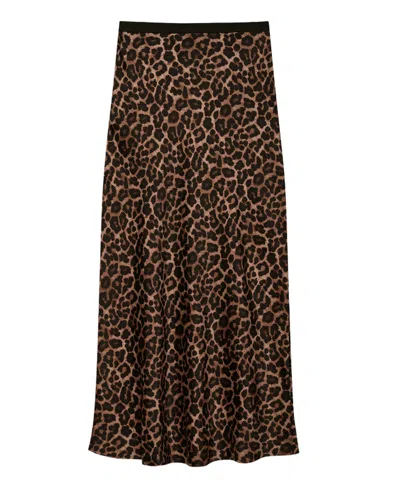 Anine Bing 印花条纹丝质半身裙 黑棕豹纹 In Leopard
