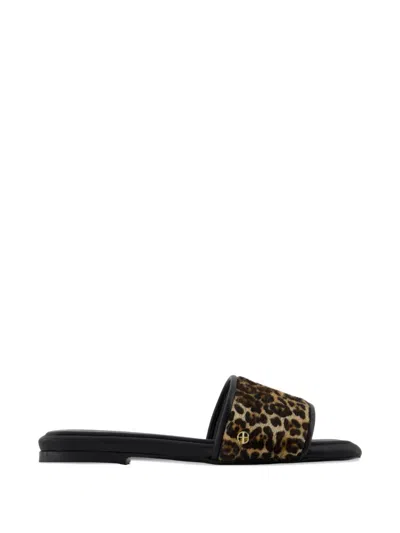 Anine Bing Leopard Open Toe Sandals In Neutral