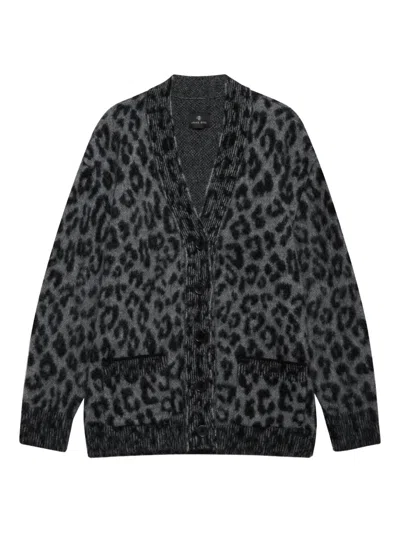 ANINE BING LEOPARD-PATTERN BUTTON-UP CARDIGAN