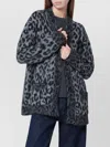 Anine Bing Leopard Print Cardigan Featuring Front Pockets In Black