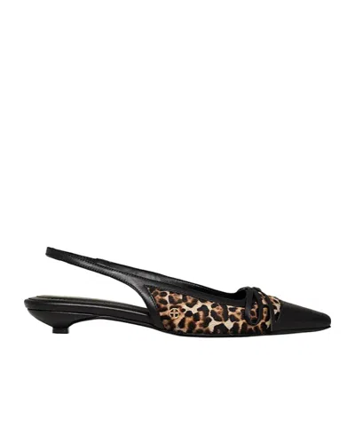 Anine Bing Zoey Slingback Heels Leopard In Brown