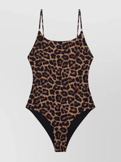 ANINE BING LEOPARD PRINT HIGH-CUT BODYSUIT