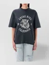 Anine Bing Avi Tee Collegiate Leopard In Washed Charcoal
