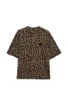 Anine Bing Leopard Print Crewneck Logo T-shirt