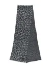 Anine Bing Leopard-print Wool Scarf In Gray