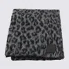 Anine Bing Rectangular Animal Pattern Scarf With Frayed Edges In Gray