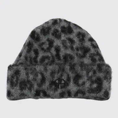 Anine Bing Leopard Wool Beanie In Gray