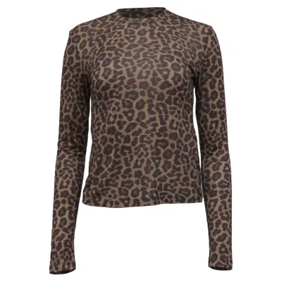 Pre-owned Anine Bing Leopard-print Long Sleeve T-shirt In Brown Lyocell