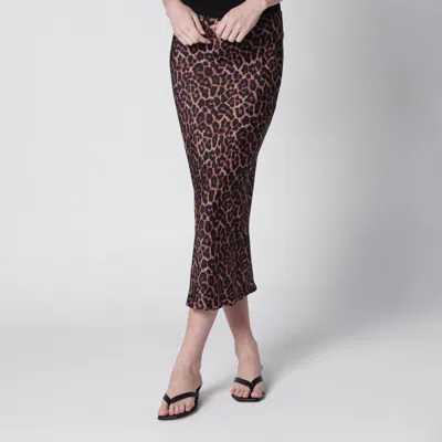 Anine Bing Leopard-print Silk Midi Skirt In Brown
