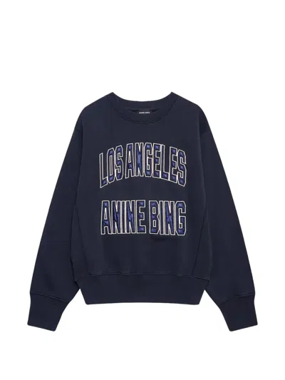 Anine Bing Lettering-embroidered Sweatshirt In Blue