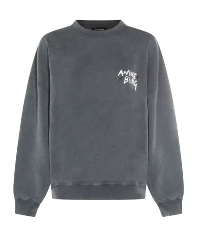 Anine Bing Lettering-print Sweatshirt In Gray