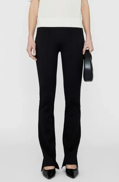 Anine Bing Lex High Waist Pintuck Slim Flare Ponte Pants In Black