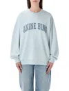 Anine Bing Light Blue Crewneck Embroidery Logo Sweatshirt In Blue