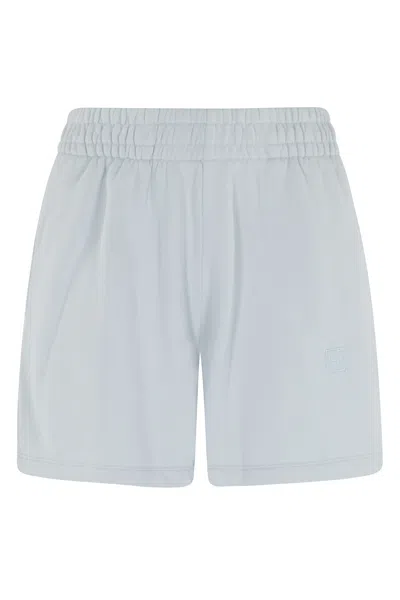 Anine Bing Light Blue Kam Short Framed Monogram Side-logo Rayon Shorts In White