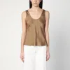 Anine Bing Lea Silk Satin Tank Top In Brown