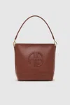 Anine Bing Lili Embossed Leather Bucket Bag In Cognac