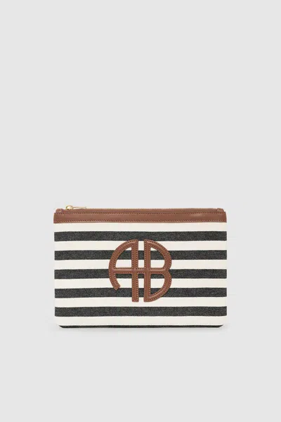 Anine Bing Lili Pouch - Black And Natural Stripe One