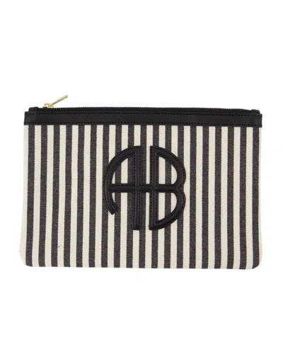Anine Bing Lili Pouch - White And Black Stripe