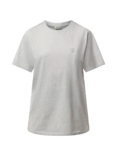 Anine Bing Lili Tee Framed Monogram In Gray