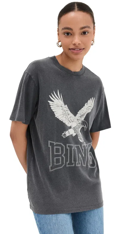 Anine Bing Lili Retro Eagle Cotton Jersey T-shirt In Washed Black