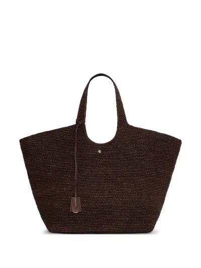 Anine Bing Lili Woven Raffia Tote Bag In Brown