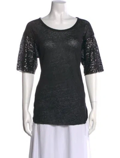 Pre-owned Anine Bing Linen Crew Neck Top In Black