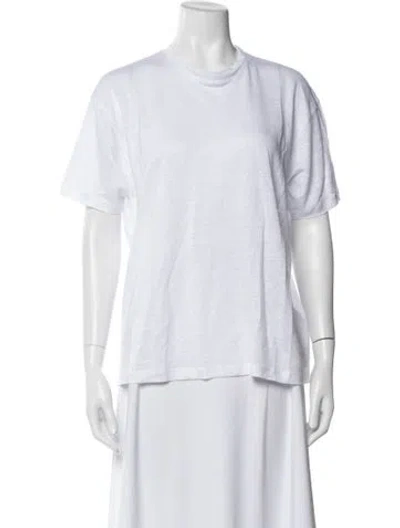 Pre-owned Anine Bing Linen Crew Neck T-shirt W/ Tags In White