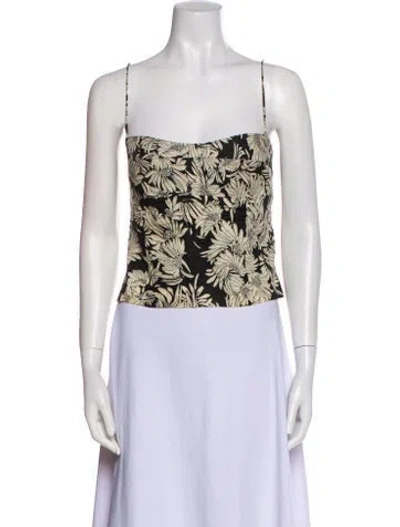 Pre-owned Anine Bing Linen Floral Print Crop Top W/ Tags In Neutral