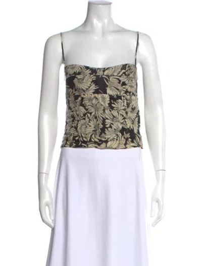 Pre-owned Anine Bing Linen Floral Print Top In Black