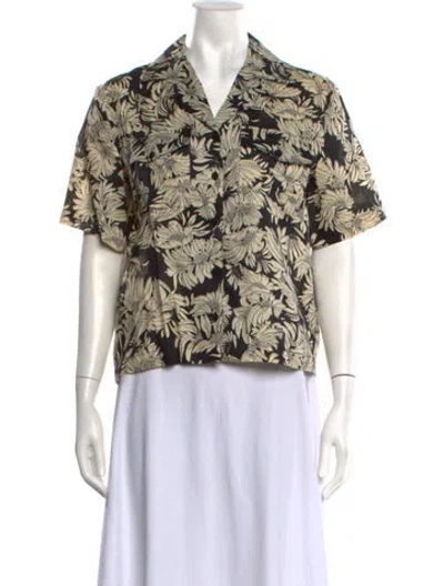 Pre-owned Anine Bing Linen Floral Print Top In Multicolor