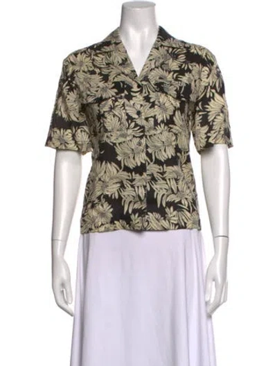 Pre-owned Anine Bing Linen Floral Print Top In Neutrals