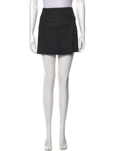 Pre-owned Anine Bing Linen Mini Skirt In Black