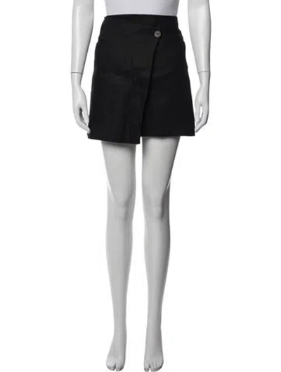 Pre-owned Anine Bing Linen Mini Skirt In Black