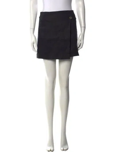 Pre-owned Anine Bing Linen Mini Skirt In Black